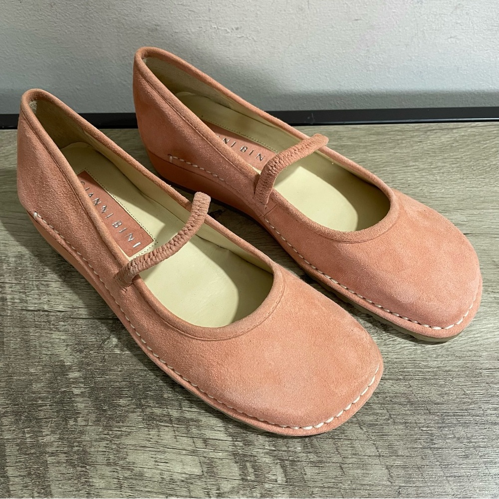 Gianni Bini Peach Suede Mary Jane Flats